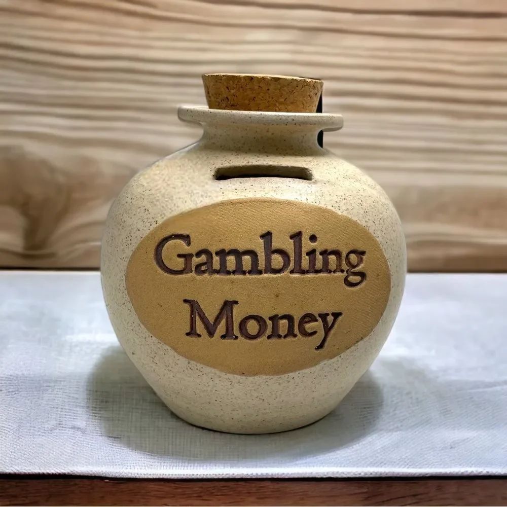 Gambling Money Bank l Ceramic l Cork top l Home Decor